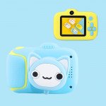 1080P Mini Cartoon Kid Camera Soft Silicone Shell Digital Video Camera with Built-In Games X11 for Children Kid Party Outdoor and Indoor Play (Blue Cat)
