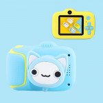 Wholesale 1080P Mini Cartoon Kid Camera Soft Silicone Shell Digital Video Camera with Built-In Games X11 for Children Kid Party Outdoor and Indoor Play (Blue Cat)