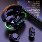 Wholesale TWS Neon Lights Bluetooth Wireless Headphone Earbuds Headset 3D Sound With Battery Display for Universal Cell Phone And Bluetooth Device Y80 (Black)