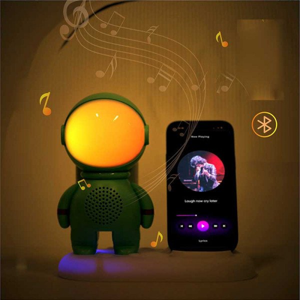 Wholesale Space Ranger Astronaut Design LED Lights Portable Wireless Bluetooth Speaker with Phone Stand YM090 for Universal Cell Phone And Bluetooth Device (Black)