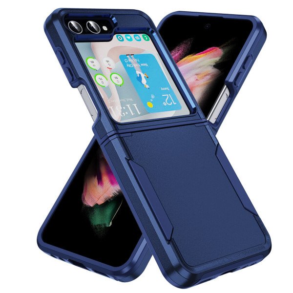 Wholesale Heavy Duty Strong Armor Hybrid Trailblazer Case Cover for Samsung Galaxy Z Flip 5 (Navy Blue)