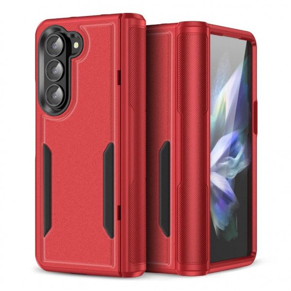 Wholesale Heavy Duty Strong Armor Hybrid Trailblazer Case Cover for Samsung Galaxy Z Fold 5 (Red)