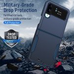 Wholesale Heavy Duty Strong Armor Hybrid Trailblazer Case Cover for Samsung Galaxy Z Flip 4 (Navy Blue)