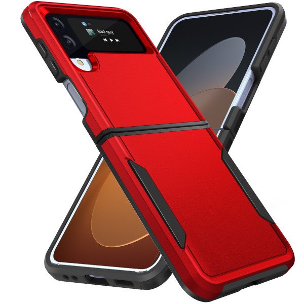 Wholesale Heavy Duty Strong Armor Hybrid Trailblazer Case Cover for Samsung Galaxy Z Flip 4 (Red)