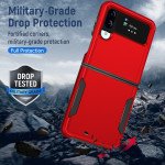 Wholesale Heavy Duty Strong Armor Hybrid Trailblazer Case Cover for Samsung Galaxy Z Flip 4 (Red)