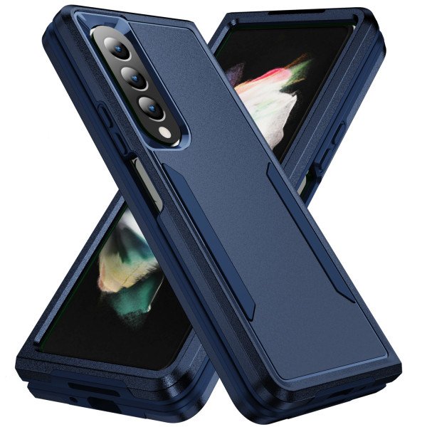 Wholesale Heavy Duty Strong Armor Hybrid Trailblazer Case Cover for Samsung Galaxy Z Fold 4 (Navy Blue)