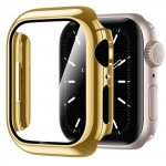 Tempered Glass Screen Protector Full Coverage Shockproof Cover Case for Apple Watch Series 8 / 7 [45MM] (Gold)