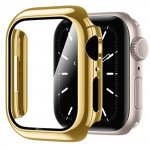 Wholesale Tempered Glass Screen Protector Full Coverage Shockproof Cover Case for Apple Watch Series 9/8/7 [45MM] (Gold)