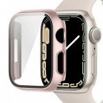 Wholesale Tempered Glass Screen Protector Full Coverage Shockproof Cover Case for Apple Watch Series 9/8/7 [45MM] (Rose Gold)