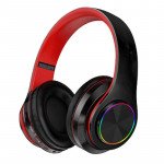 Wholesale LED Bluetooth Wireless Foldable Headphone Headset with Built in Mic for Adults Children Work Home School for Universal Cell Phones, Laptop, Tablet, and More (Black Red)