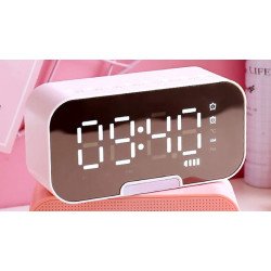 Alarm Clock Function LED LCD Time Display Wireless FM Radio Bluetooth Speaker K10 for Universal Cell Phone And Bluetooth Device (Pink)