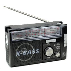 X-Bass Retro Style AM FM Radio Portable Bluetooth Speaker With Flashlight Solar Panel Charge YG252US for Universal Cell Phone And Bluetooth Device (Black)