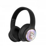 Wholesale Bluetooth Over-Ear Headphones with Cute Dog LED Design, Comfort Ear Cups & Immersive Sound AKZ52 for Universal Cell Phone And Bluetooth Device (Black)