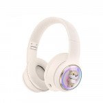 Wholesale Bluetooth Over-Ear Headphones with Cute Dog LED Design, Comfort Ear Cups & Immersive Sound AKZ52 for Universal Cell Phone And Bluetooth Device (White)