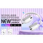 Wholesale Sleek Stereo Bluetooth Headphones with Comfort Cushion Over-Ear Design & High-Quality Sound AirMax2 for Universal Cell Phone And Bluetooth Device (White)