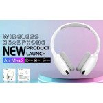 Wholesale Sleek Stereo Bluetooth Headphones with Comfort Cushion Over-Ear Design & High-Quality Sound AirMax2 for Universal Cell Phone And Bluetooth Device (White)
