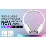 Wholesale Sleek Stereo Bluetooth Headphones with Comfort Cushion Over-Ear Design & High-Quality Sound AirMax2 for Universal Cell Phone And Bluetooth Device (White)