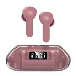 Crystal Clear Transparent In-Ear TWS Headphones Ultimate Sound and Advanced Real-Time Battery Display BW04 for Universal Cell Phone And Bluetooth Device (Pink) Crystal Clear Transparent In-Ear TWS Headphones Ultimate Sound and Advanced Real-Time Battery Display BW04 for Universal Cell Phone And Bluetooth Device (Pink)