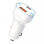 Wholesale 38W PD Dual Port Fast Car Charger USB-C and USB-A Ports with Quick Charge Technology for Universal Cell Phone, Device and More (White)