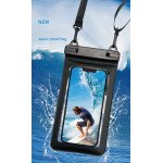 Wholesale Waterproof Floating Phone Pouch Case SIze L with Lanyard – Clear Window, Snap Lock, Ideal for Water Photography (Black)