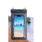 Wholesale Waterproof Floating Phone Pouch Case SIze L with Lanyard – Clear Window, Snap Lock, Ideal for Water Photography (Black)