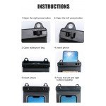 Wholesale Waterproof Floating Phone Pouch Case SIze L with Lanyard – Clear Window, Snap Lock, Ideal for Water Photography (Black)