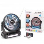 Wholesale Desktop Cooling Fan Portable Bluetooth Speaker with Solar Charge, LED Light, FM Radio, Multi Feature Speakers FP225 for Universal Cell Phone And Bluetooth Device (Black)
