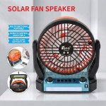 Wholesale Desktop Cooling Fan Portable Bluetooth Speaker with Solar Charge, LED Light, FM Radio, Multi Feature Speakers FP225 for Universal Cell Phone And Bluetooth Device (Black)
