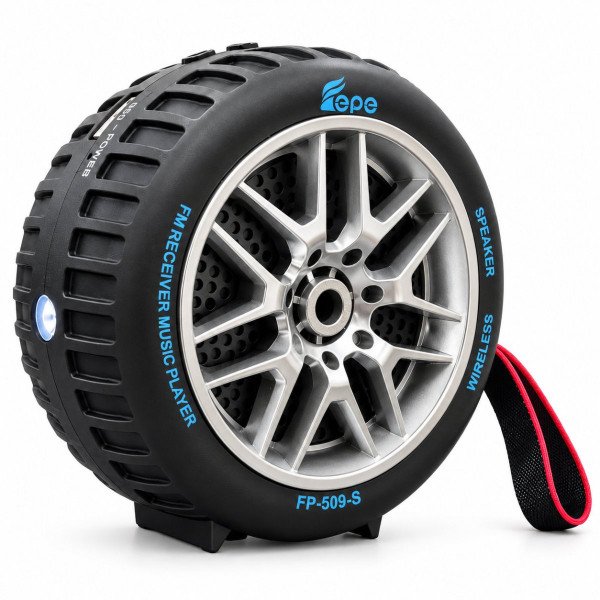 Wholesale Car Wheel Design Solar-Powered and Portable Bluetooth Wireless Speaker FP509 for Universal Cell Phone And Bluetooth Device (Gray)