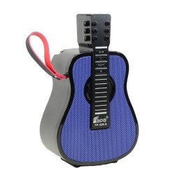 Portable Guitar-Shaped Bluetooth Speaker with Solar Charging and LED Light FP528S for Universal Cell Phone And Bluetooth Device (Navy Blue)