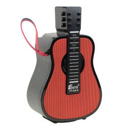 Portable Guitar-Shaped Bluetooth Speaker with Solar Charging and LED Light FP528S for Universal Cell Phone And Bluetooth Device (Red)
