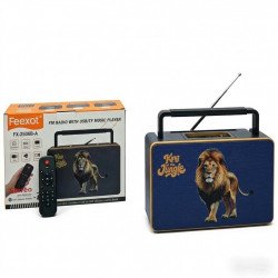 Lion Print Retro Design Portable Bluetooth Speaker with FM Radio and Remote Control (Blue)