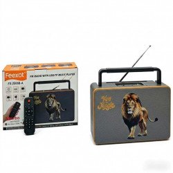 Lion Print Retro Design Portable Bluetooth Speaker with FM Radio and Remote Control (Gray)