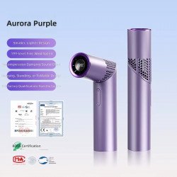Foldable Handheld Turbo Fan Digital Display 199 Speeds (Purple)