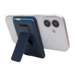 MagSafe Magnetic Slim Wallet Card Holder with Phone Stand (Blue)