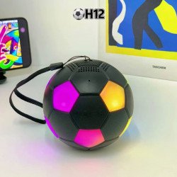 Soccer Ball Football Design RGB Light Bluetooth Speaker with Strap (Black)