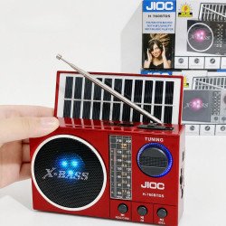 MP3 Player Portable Solar Bluetooth Speaker with AM/FM/SW Radio (Red)