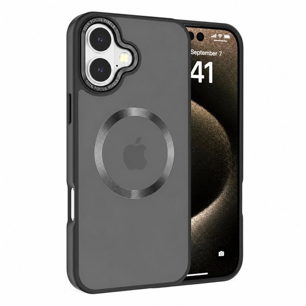 Magnetic MagSafe Armor Case with Stainless Steel Protection for Enhanced Durability and Sleek Design for iPhone 16 Plus (Black)
