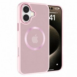 Magnetic MagSafe Armor Case with Stainless Steel Protection for Enhanced Durability and Sleek Design for iPhone 16 Plus (Rose Pink)