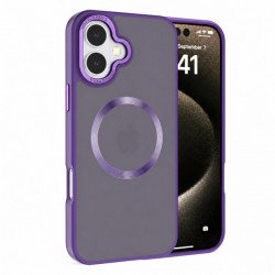 Magnetic MagSafe Armor Case with Stainless Steel Protection for Enhanced Durability and Sleek Design for iPhone 16 Plus (Purple)