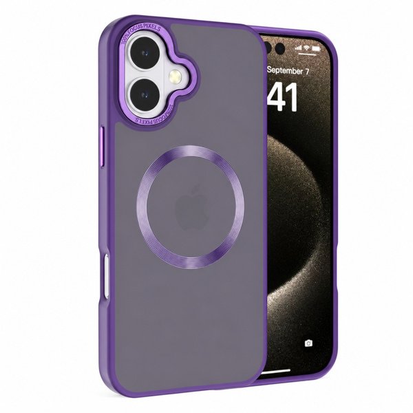 Magnetic MagSafe Armor Case with Stainless Steel Protection for Enhanced Durability and Sleek Design for iPhone 16 Plus (Purple)