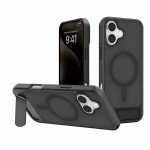 Slim Shockproof Matte Finish Magnetic Case with Invisible Kickstand for Apple iPhone 16 Plus (Black)