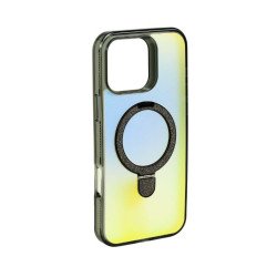 Color Gradient Design Style Magnetic Magsafe Phone Case with Glitter Kickstand Ring for Apple iPhone 16 Pro Max (Black) Color Gradient Design Style Magnetic Magsafe Phone Case with Glitter Kickstand Ring for Apple iPhone 16 Pro Max (Black)