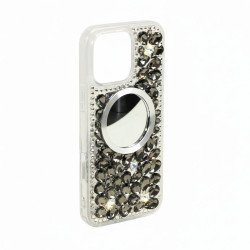 Glitter Rhinestone Diamond Fashion Mirror Jewel Phone Case for Apple iPhone 16 Pro Max (Black) Glitter Rhinestone Diamond Fashion Mirror Jewel Phone Case for Apple iPhone 16 Pro Max (Black)