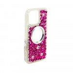 Wholesale Glitter Rhinestone Diamond Fashion Mirror Jewel Phone Case for Apple iPhone 16 Pro Max (Hot Pink)