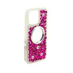 Glitter Rhinestone Diamond Fashion Mirror Jewel Phone Case for Apple iPhone 16 Pro Max (Hot Pink) Glitter Rhinestone Diamond Fashion Mirror Jewel Phone Case for Apple iPhone 16 Pro Max (Hot Pink)