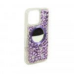 Wholesale Glitter Rhinestone Diamond Fashion Mirror Jewel Phone Case for Apple iPhone 16 Pro Max (Purple)