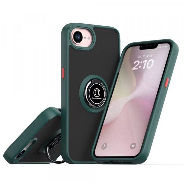 Wholesale Tuff Slim Armor Hybrid Ring Stand Case for Apple iPhone 16e (Green)