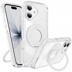 Premium Clear Magnetic MagSafe Phone Case with 360° Rotating Kickstand Ring for Apple iPhone 17 (Clear)