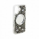Wholesale Glitter Rhinestone Diamond Fashion Mirror Jewel Phone Case for Apple iPhone 17 (Black)